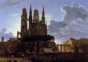 Karl friedrich schinkel Medieval Town by Water after 1813 oil painting on canvas